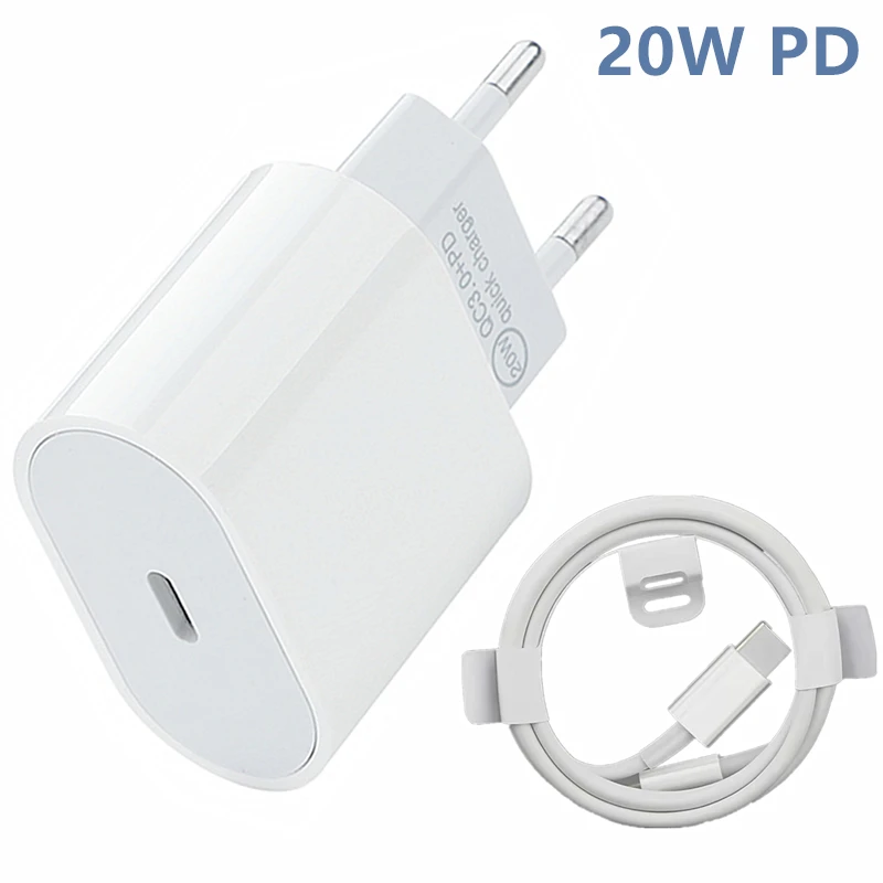 quick charge 2.0 20W PD USB-C Power Wall Charger Adapter For iphone 13 13mini Pro Max Type C fast charging Data Cable for iPhone 12 11 8 Plus XS quick charge 3.0