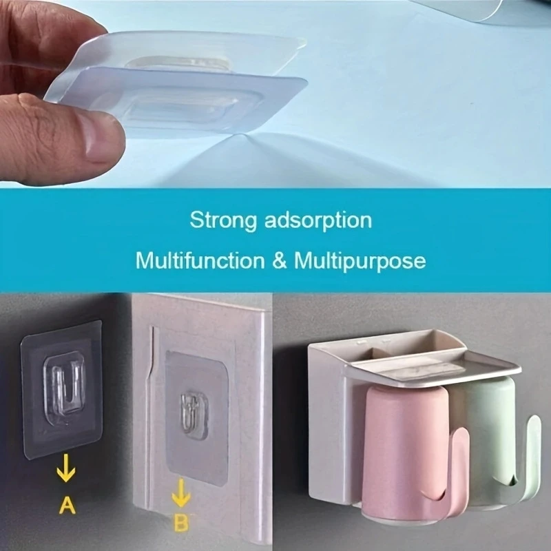 No Trace Mother-and-child Buckle Magic Self Adhesive Wall Hook Kitchen Bathroom Shelf Patch Strip Holder