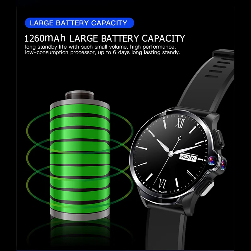 ο ۷ι  KC10 4G NET Ʈ ġ Men Wifi ȵ̵ OS 1.6 &ȭ 1260mAh ͸ GPS/BDS/Granas ġ SmartWatch