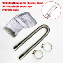 Elbow Pipe Air Parking Heater Exhaust Tube Connector with Clip for Boats and Car Heating Systems (GRG Set - 60cm)