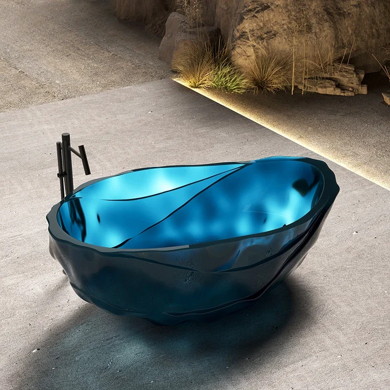 Water ripple freestanding bathtub hotel bathtub transparent colored crystal special-shaped bath