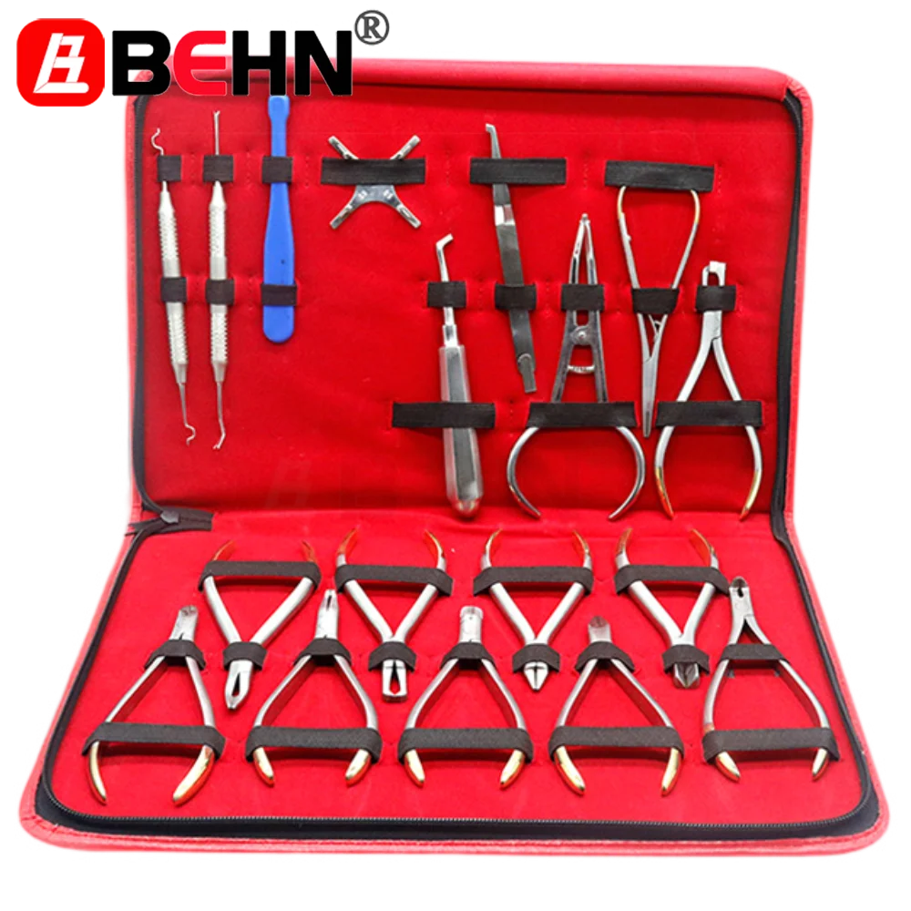 

18 Pcs/set Dentist Orthodontic Tools Set Forming Pliers Stainless Steel Instrument Archwire Pliers Dentist Tools Brackets Tips
