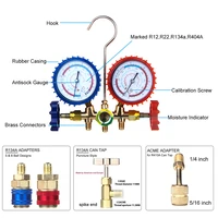 Jauge de collecteur de réfrigérant, ensemble de réfrigération de climatisation, outils de climatisation avec tuyau et crochet pour R404A R410A R22 R134A 6
