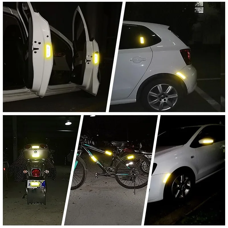 Reflective Stickers 10pcs/set Warning Night Visibility Adhesive Strips Waterproof Reflectors Bicycle Tape For Vehicle Motorcycle