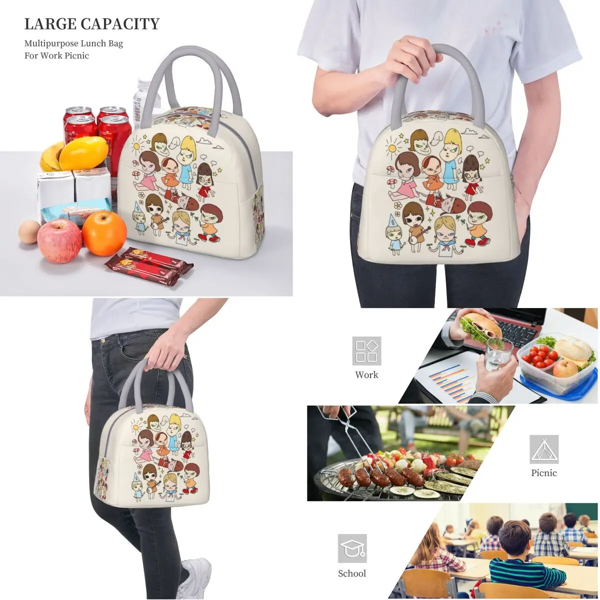 Insulated Lunch Bags Yoshimoto Nara Accessories Lunch Container Thermal Cooler Bento Box For Travel