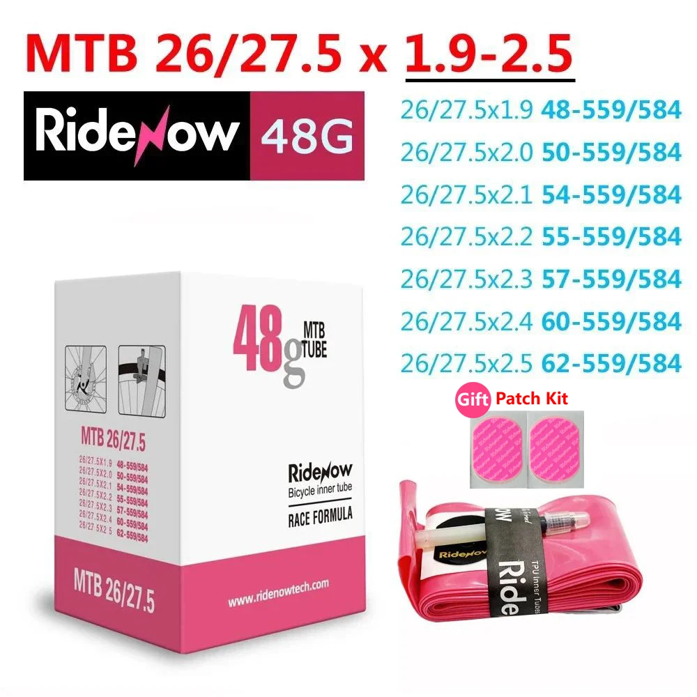 Ultralight RideNow TPU MTB 29 camera d'aria bici 29x1.9 2.1 2.2 2.3 2.4 pollici 56g vasca 45MM parti di biciclette da montagna pneumatico 26 27.5 29er - immagine 4