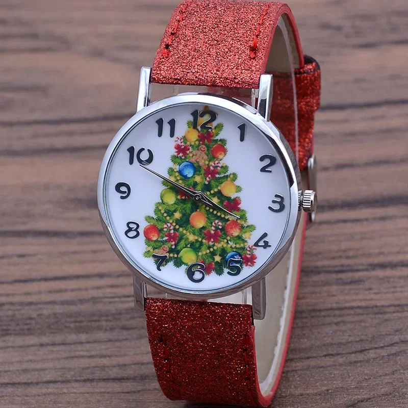 Christmas Tree Women's Watches Casual Quartz Wristwatches Bright Color Leather Strap Watches Cute Ladies Watch Gift Reloj Mujer 6
