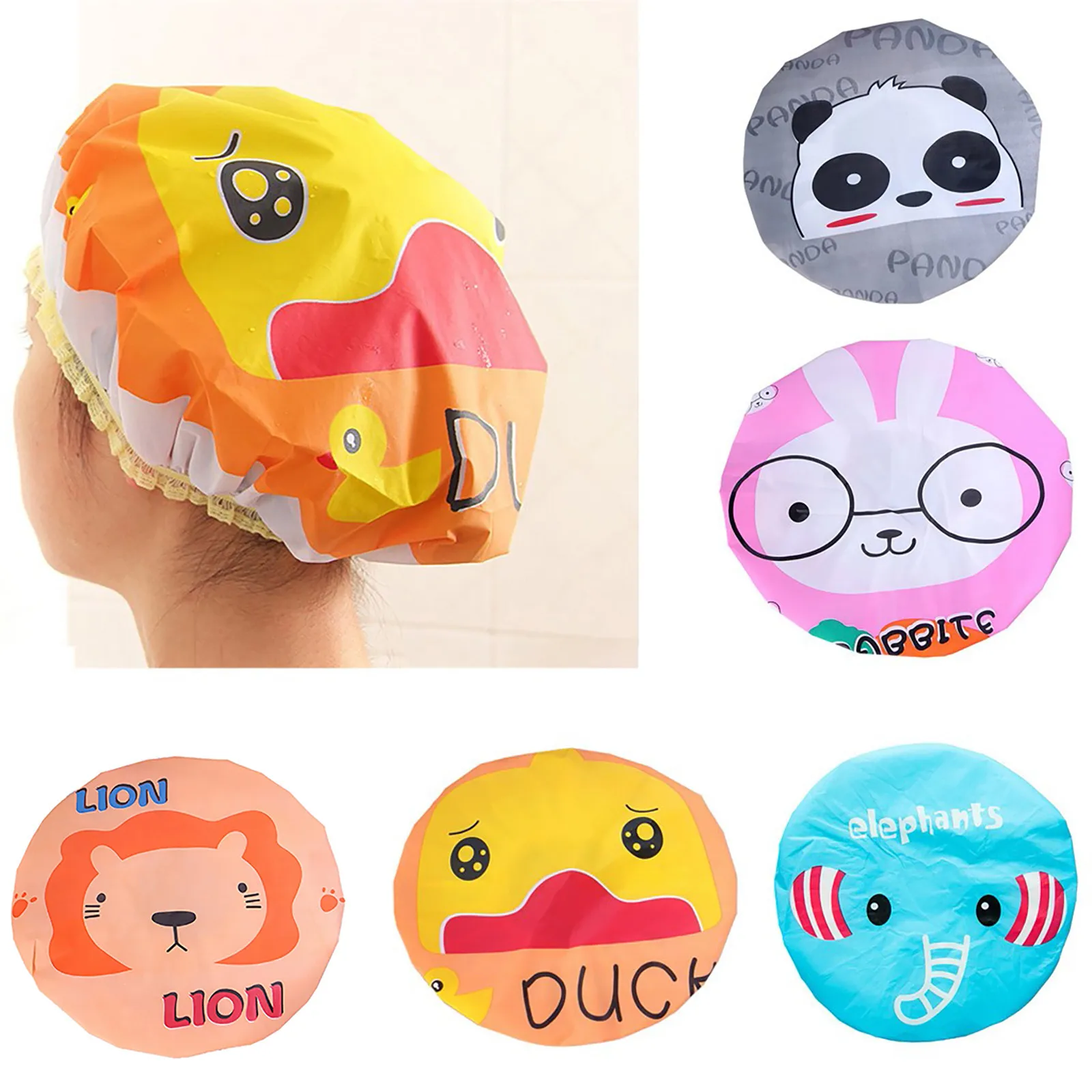 

Cartoon Bath Hat Thickened Waterproof And Oil Fume Cap Women Spa Hair Salon Supplies Waterproof Shower Cap Bathroom Accessories