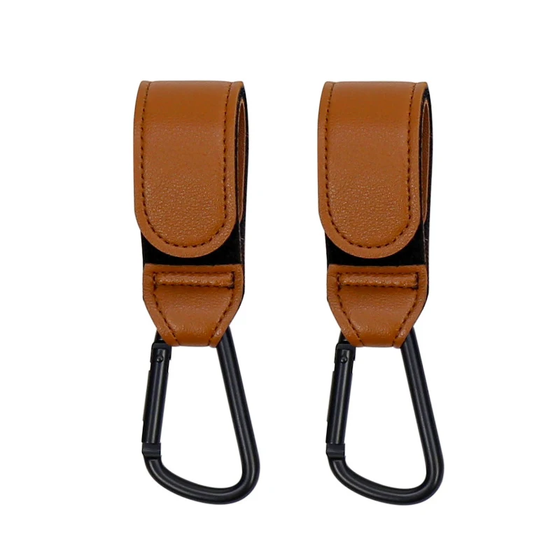 Premium Leather Stroller Hooks - Elegant Organizer & Diaper Bag Holders