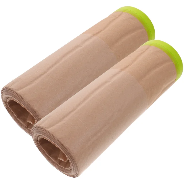 2 Rolls Kraft Masking Film Paper Automobile Spray Supplies For Automotive Painting Making Tape Car Furniture Home Wardrobe