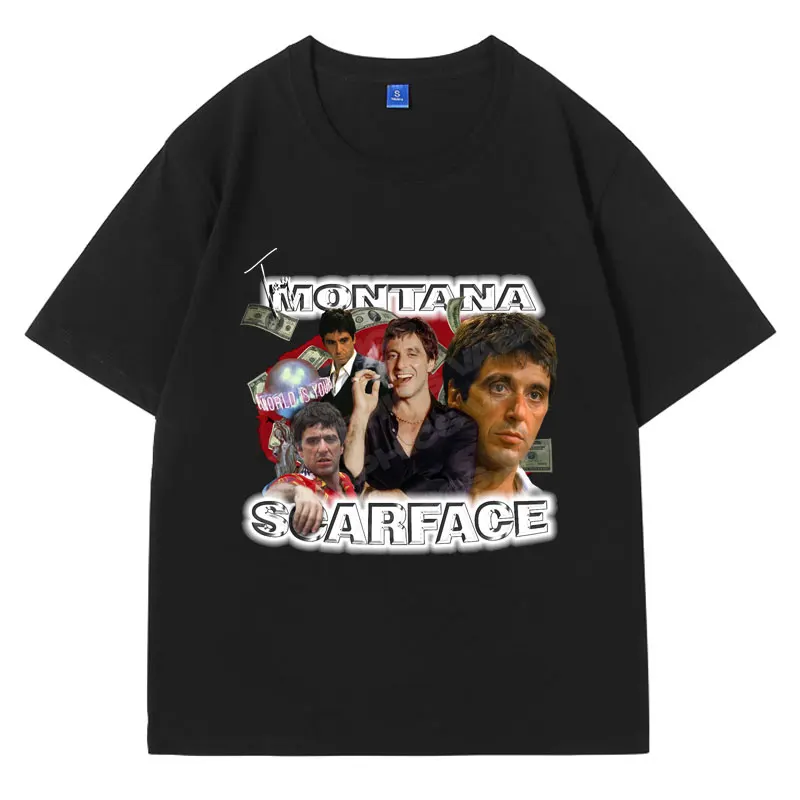 

Movie Scarface Tony Montana Graphic T-shirts Fashion Hip Hop Vintage T Shirt Oversized 100% Cotton T-shirt Men Women Streetwear