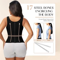 Shapewear femmes colombien Fajas taille formateur ventre contrôle gilet corps Shaper 17 os en acier 3 rangées crochets fermeture éclair sangle réglable 5