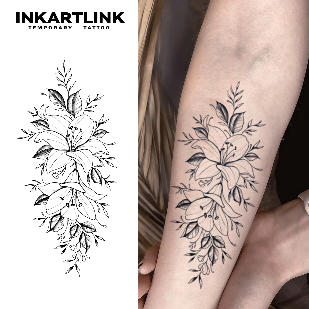 Tatuaggio temporaneo con fiori, dura fino a 15 giorni Adesivo  semipermanente impermeabile magico della nuova tecnologia. - AliExpress, image size:1200x1200