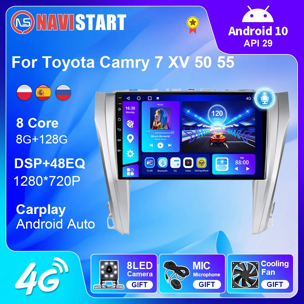 

NAVISTART Car Radio For Toyota Camry 7 XV 50 55 2014-2017 Carplay Android Auto Multimedia Video 4G WIFI BT GPS DSP 2 Din No DVD