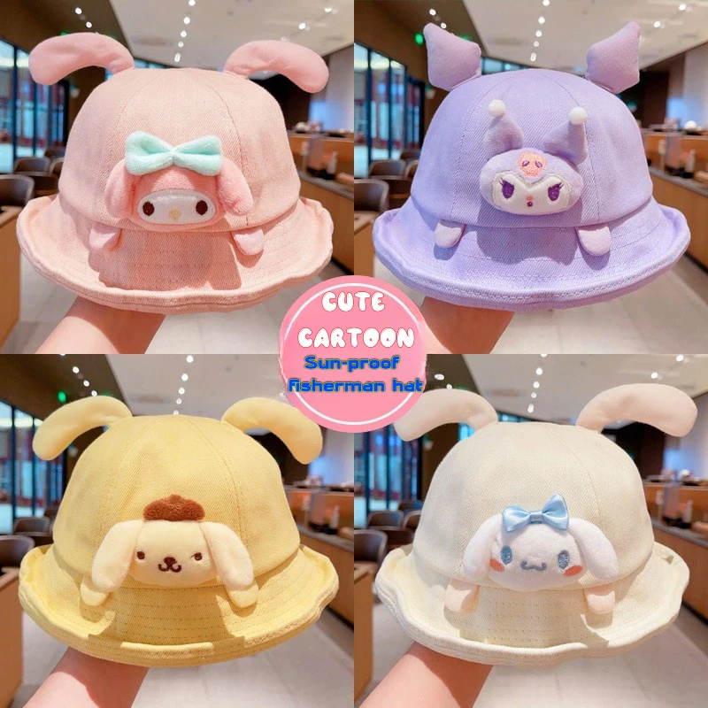 

Sanrio Cinnamoroll My Melody Kuromi Pompompurin Детские и детские шапки уличная шляпа от солнца шляпа рыбака садовая пляжная шляпа