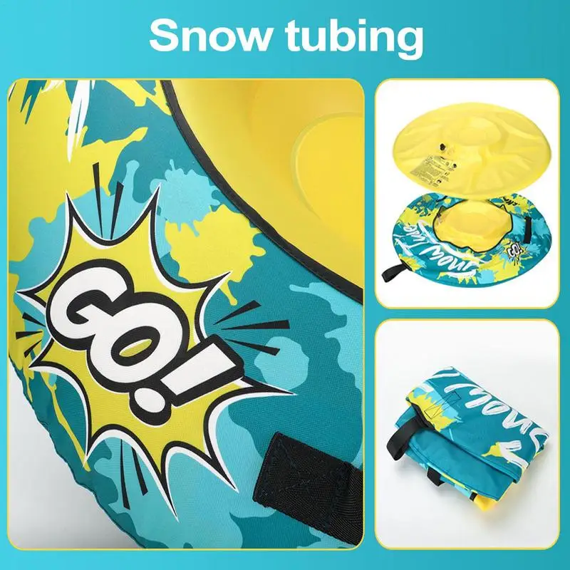 Inflatable Sled For Kids Inflatable Winter Sled Tube Heavy Duty Snow Ski Tube For Outdoor Sledding With Thickened Handles And