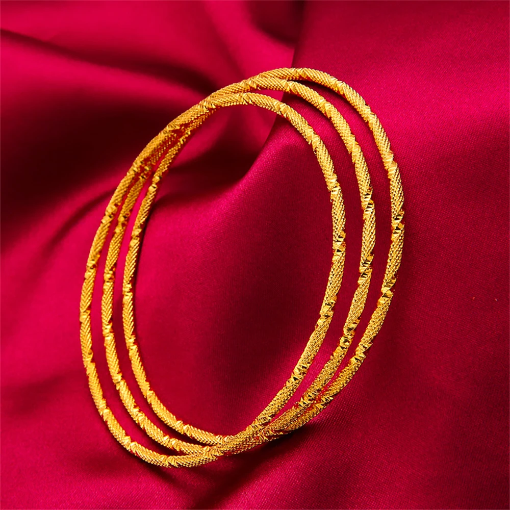 Yellow Gold Plated  Women's Hand Bracelets Stainless Steel 60/62mm Round Circle Bangles Wristband Pulsera Trendy Jewelry Gifts 4