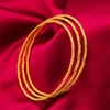 Yellow Gold Plated  Women's Hand Bracelets Stainless Steel 60/62mm Round Circle Bangles Wristband Pulsera Trendy Jewelry Gifts 4