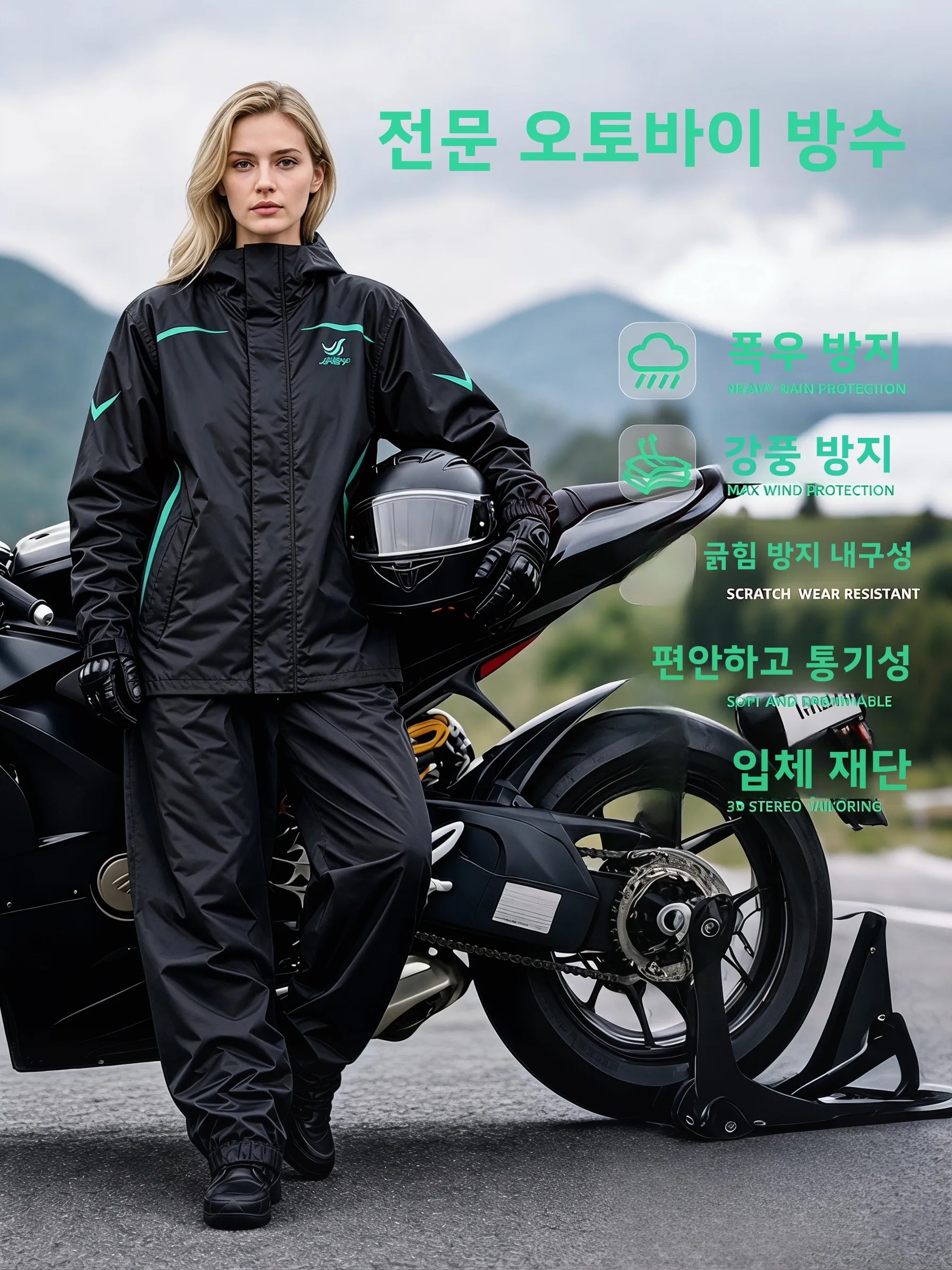 성인용 오토바이 레인코트 및 레인 팬츠 세트 남성용 스타일 강우용 야외용 S·Swallow 신형 2026 모델
