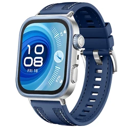 Universal Nylon Silicone Smartwatch Strap - Adjustable Bracelet Band for huawei fit 4 pro (Dark Blue)