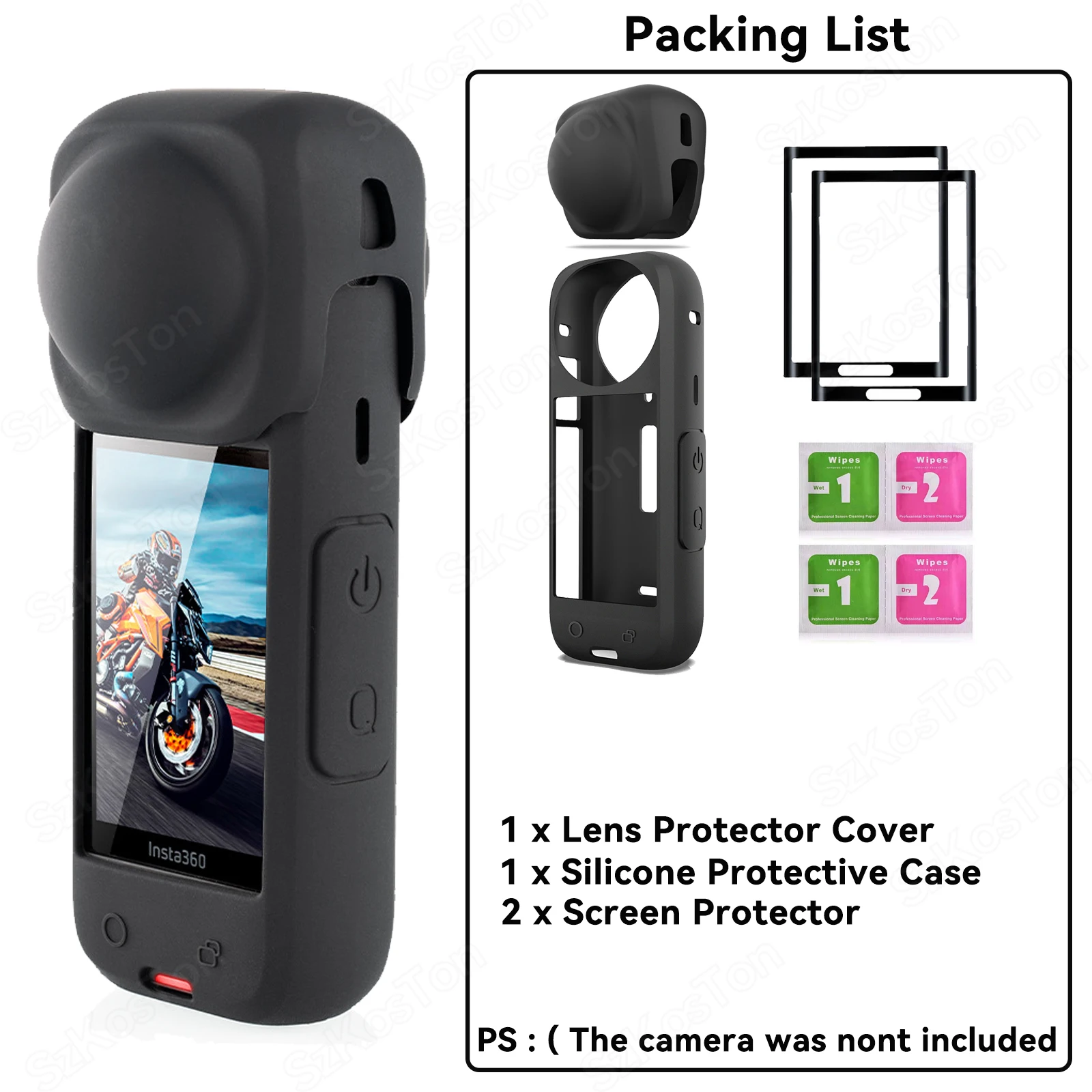 Soft Silicone Protective Lens Cap and Screen Protector for Panorama Cameras - Camera Accessories