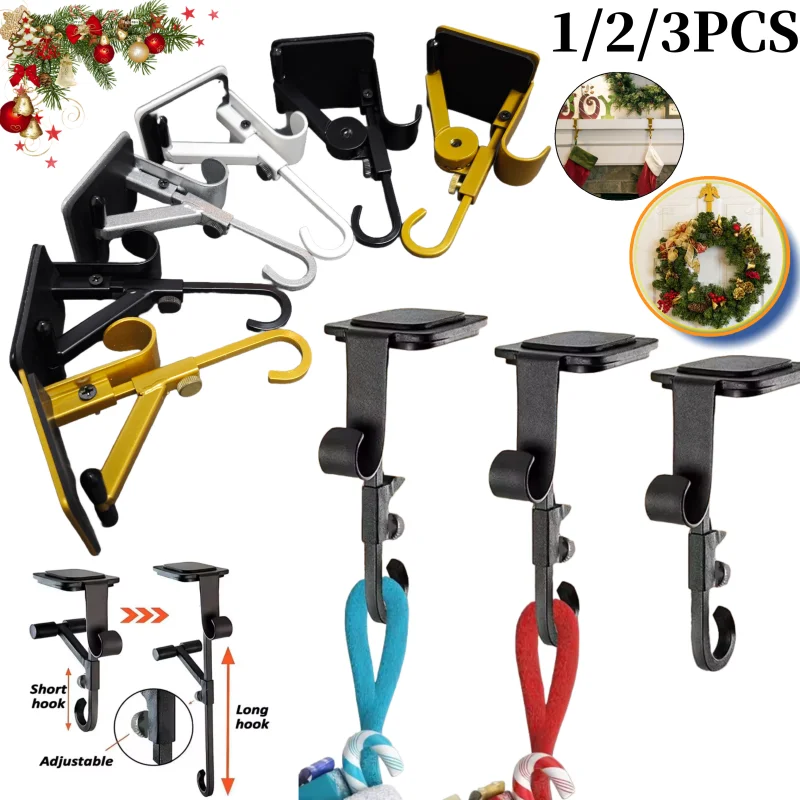 1-3pcs Christmas Stocking Holder Fireplace Garland Hanger Adjustable Stocking Display Holder for Christmas Wreath Vine Desk