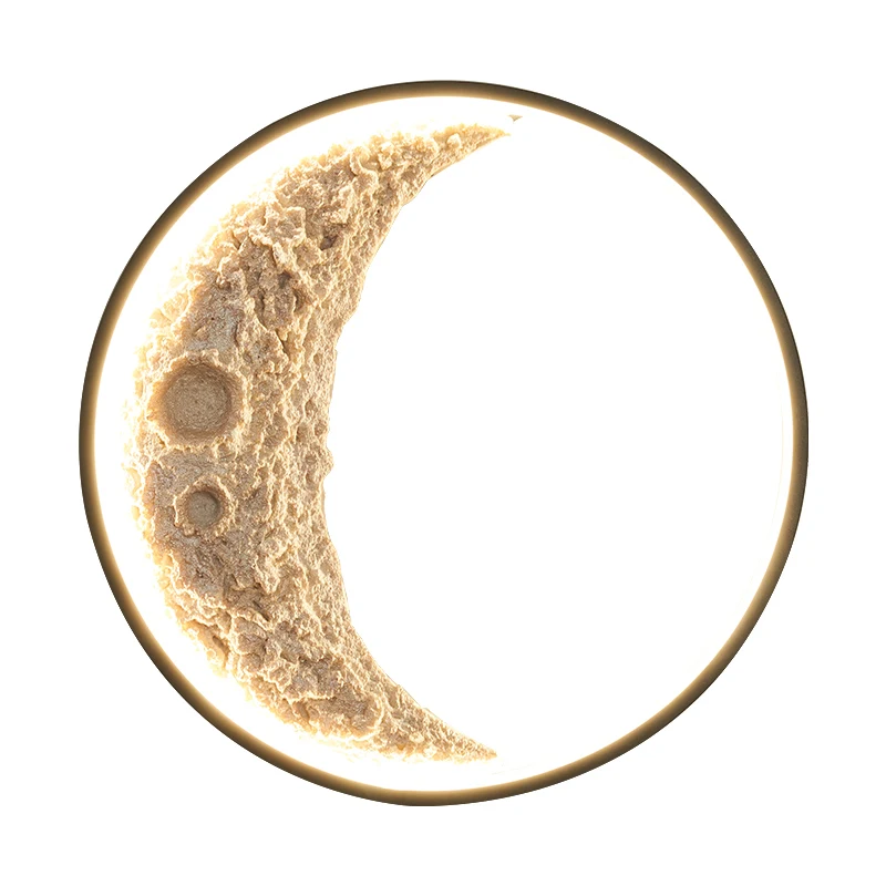 Nordic Moon Wall Lamp Modern Round Golden LED Wall Light Sconces Resin Luminaire For Living Room Bedroom Interior Decor Lighting 6