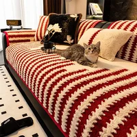 Luxurious Red Festive Sofa Cover Set, Plush Sofa Seat Cushion and Sofa Cover Cloth for All Seasons Sofa Covers for Living Room 1