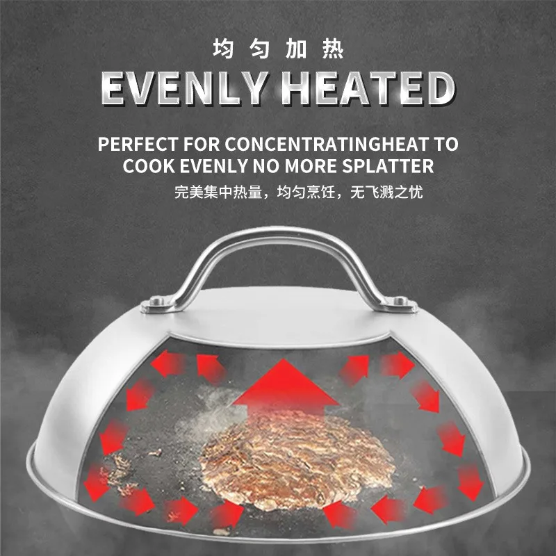 Stainless Steel Basting Cover Heatproof Round Cheese Melting Dome Burger Cover Meal Food Kitchen Cooking Supplies food cover