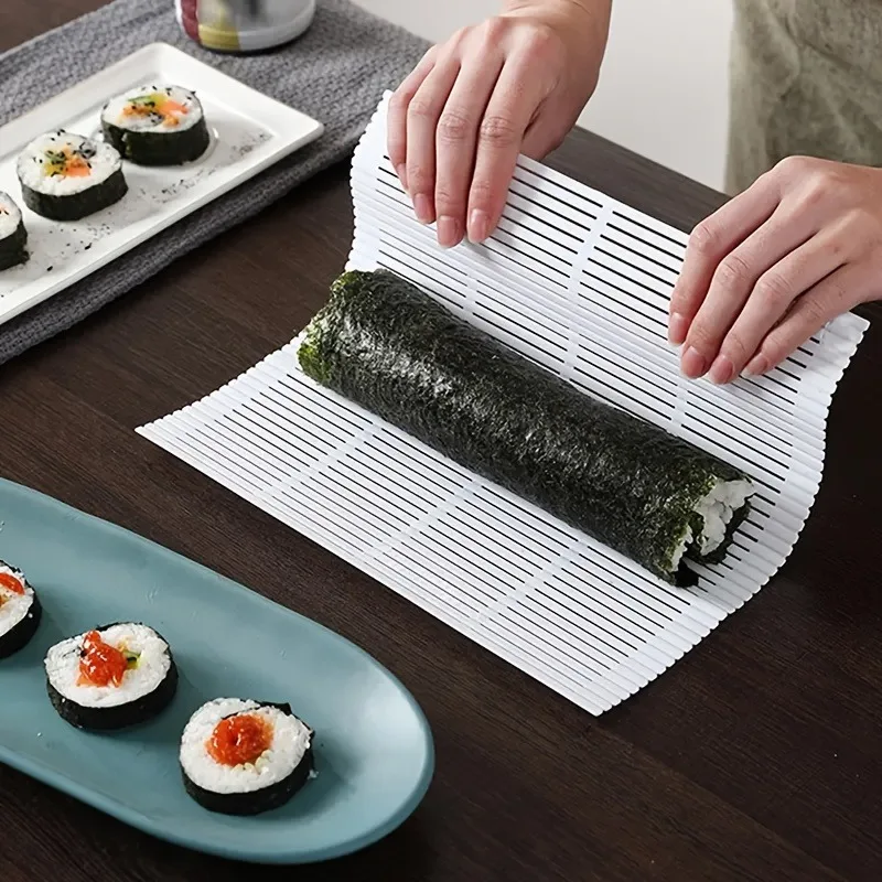1개입 스시 롤 매트 - 완벽한 김밥과 주먹밥을 위한 간편한 논스틱 표면 - 내구성 있는 플라스틱 소재
