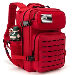 25L Tactical Outdoor Backpack with MOLLE System and Bottle Holder (Red)