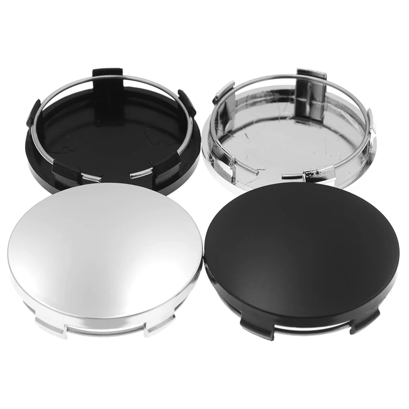 4-Pack 65mm Universal ABS Wheel Center Caps - Silver, Fits Front Or Rear Wheels