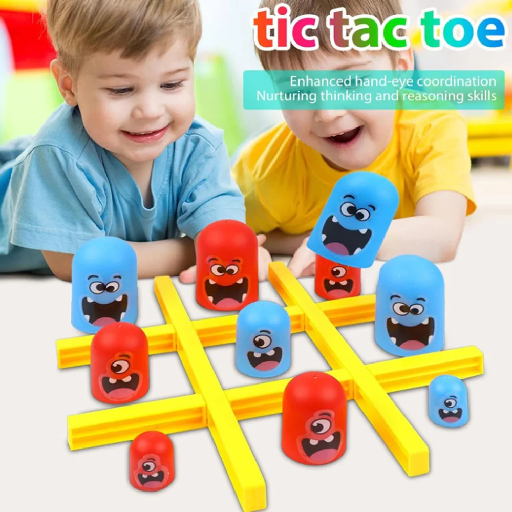 משחק לוח Tic-Tac-Toe - משחק לוח גובלט כחול כתום מפתיע - משחק לוח אינטראקטיבי הורה-ילד (אכל גדול קטן) עבור גטה