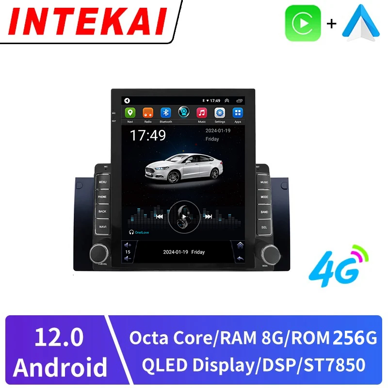 9.7 인치 수직 스타일 테슬라 스크린, 안드로이드 12.0 자동차 라디오, BMW 5 시리즈 E39 X5 E53 1995 2003 네비게이션 GPS 멀티미디어 플레이어 