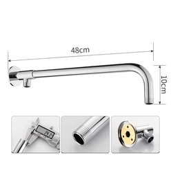 Stainless Steel Wall - Mounted Shower Extension Arm with Rainfall Shower Holder (Silver - 48cm)