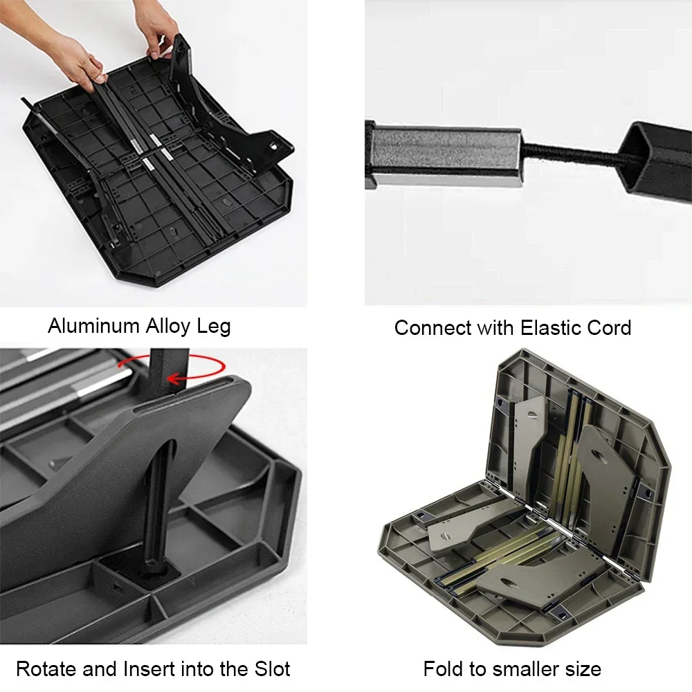 Tavolo da Campeggio Pieghevole, Tavolo da Campeggio Portatile in Alluminio con Piano in ABS e Borsa per il Trasporto, per Spiaggia, Picnic, Escursionismo, Pesca - immagine 3