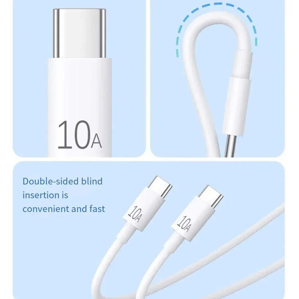 10A USB C To Type C Cable 120W Mobile Phone Quick Charge Data Cable PD Fast Charging Cord Line for Xiaomi Iphone 0.25/1/1.5/2/3m