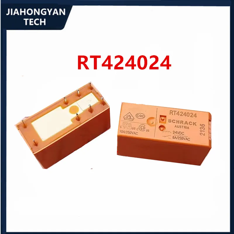 1 Pz 5 Pz Originale Rt424024 Per Tyco 24V 24Vdc 8-Pin 8A Relè 2 On 2 Off Dc24V