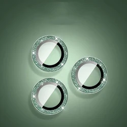 Premium Metal Ring Camera Lens Protector and Glass Cover - 14Pro (Diamond Green)