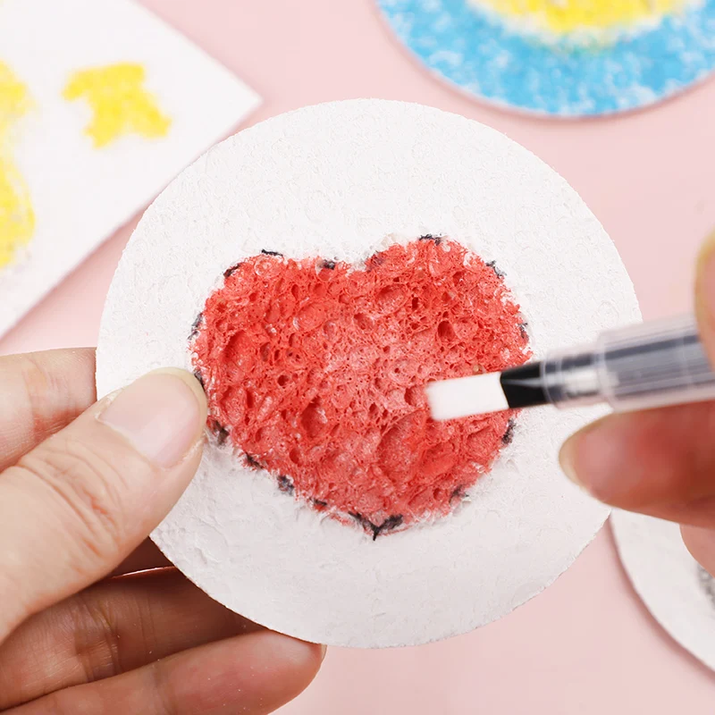 5/100Pcs 3D Drawing Magic Canvas Sponge with Water Brush DIY Art Foam Texture Painting Paper Kids Birthday Party Christmas Gifts