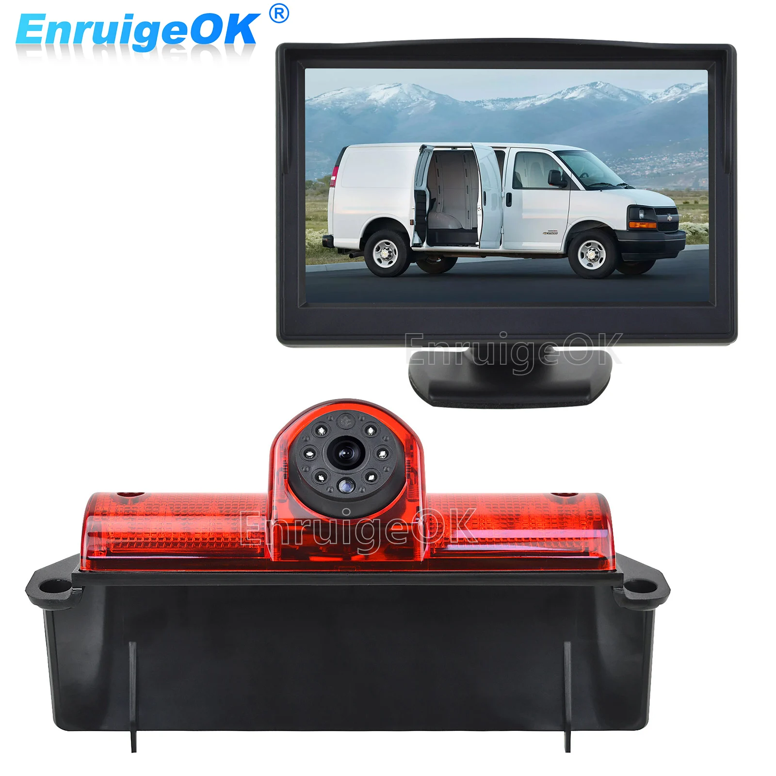 

3rd Brake Light Camera With 5 " Monitor for GMC Savana Chevy Express 2003-2016 Explorer Van2003-2018 Backup Rearview Car Camera