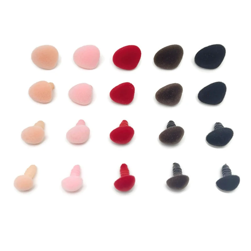 Pink/red/brown Flocking Triangular Safety Plush Toy Nose Soft Washer for DIY Doll Findings Stuffed Animals Velvet Nose 3