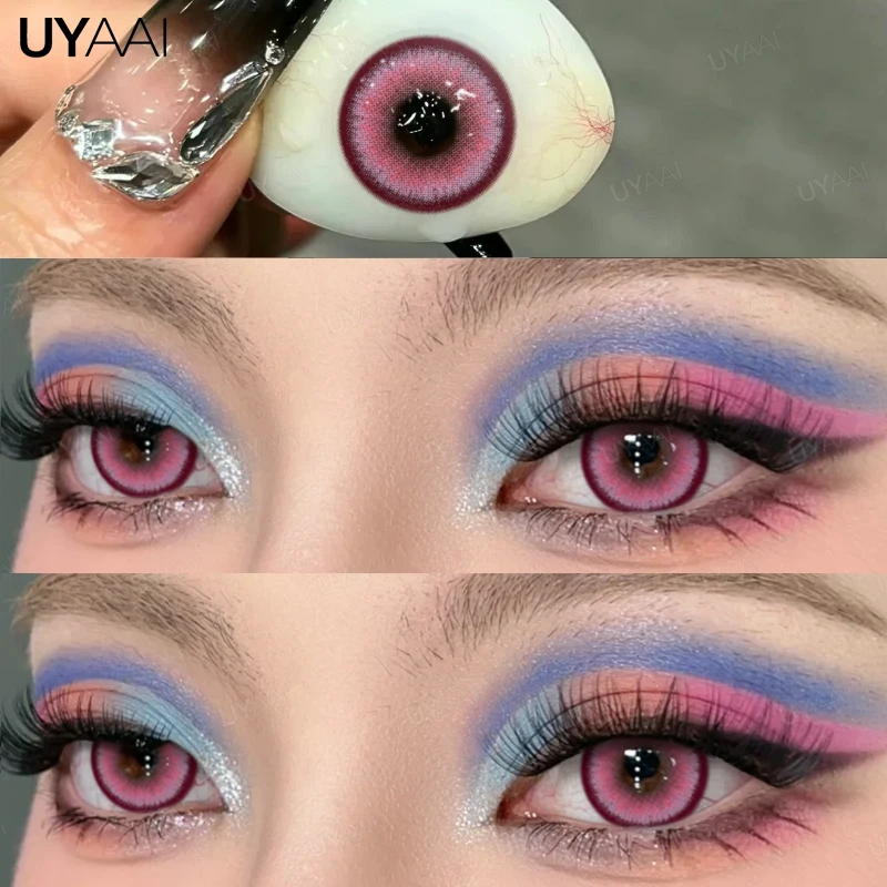 Vibrant Pink & Red Contact Lenses with Deluxe Case & Tweezers - Beauty Enhancing Soft Lenses