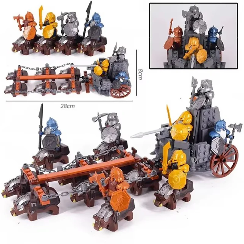 Mini Mittelalter Herr Ringe Mittelalterlichen Zwerg Wildschwein Ziege Wagen Armee Figuren Bausteine Ziegel Kinder Spielzeug Weihnachten Geschenk – Detail 6