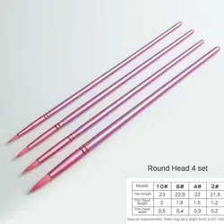 Watercolor Brush Set with Soft Hair for Beginners and Artists (Pink round head 4pcs)