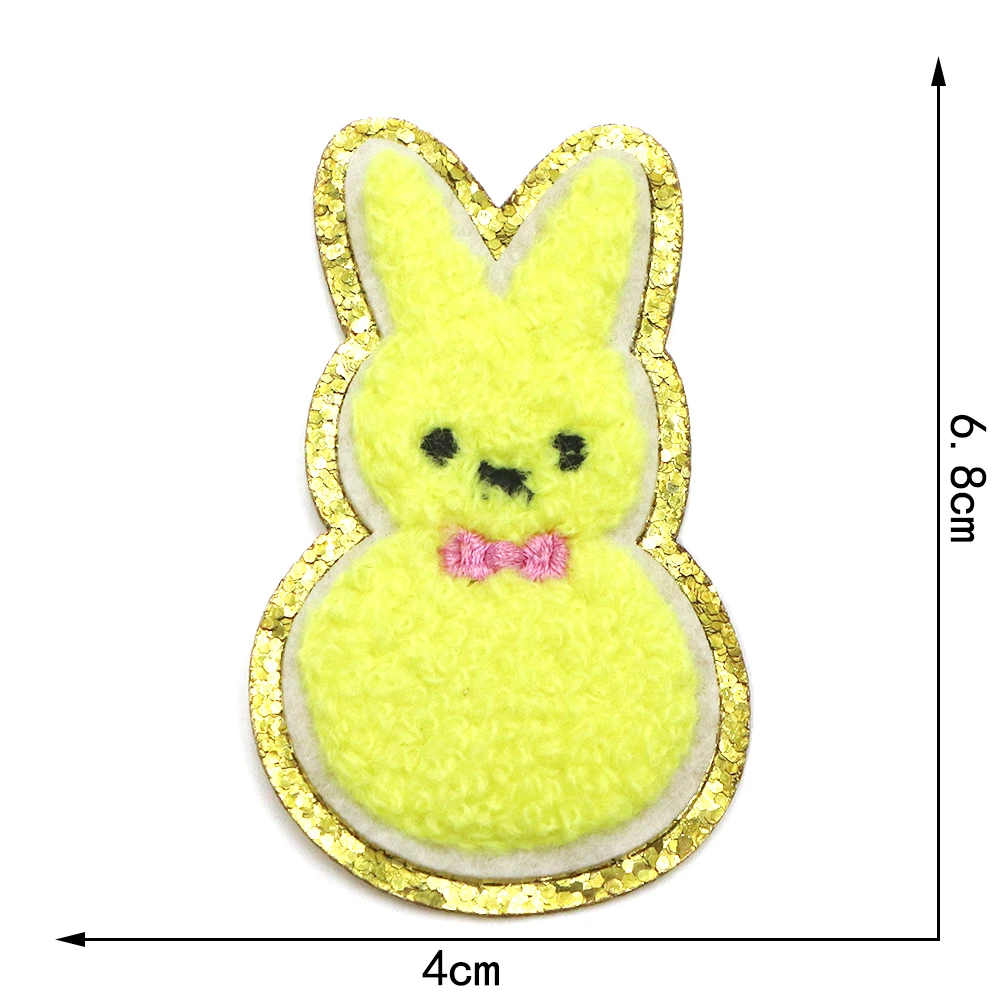 1pc Ostern Kaninchen DIY Chenille Stickerei Patch Eisen auf Patches für Kleidung Thermo kleber Patches auf Hoodie Jacken Abzeichen – Detail 7