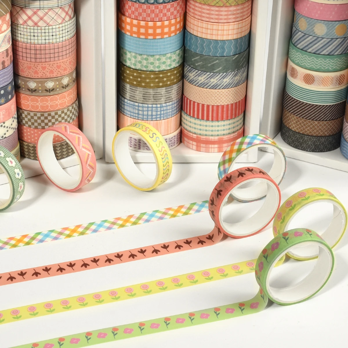 20 Rolls Skinny Washi Tape Scrapbooking School Supplies Basic Slim Decorative Adhesive Tape Stationery Decoration Masking Tape 4