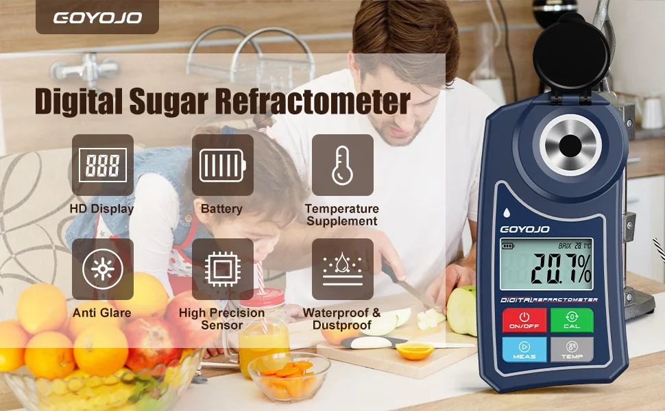 Digital Brix Meter Refractometer 0~55% Fruit Drink Honey Sugar Tester Meter Suge