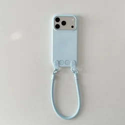 Official Matte Silicone Shockproof Candy Crossbody Lanyard Case with Neck Cord Strap - iPhone 16 Pro (Light Blue)