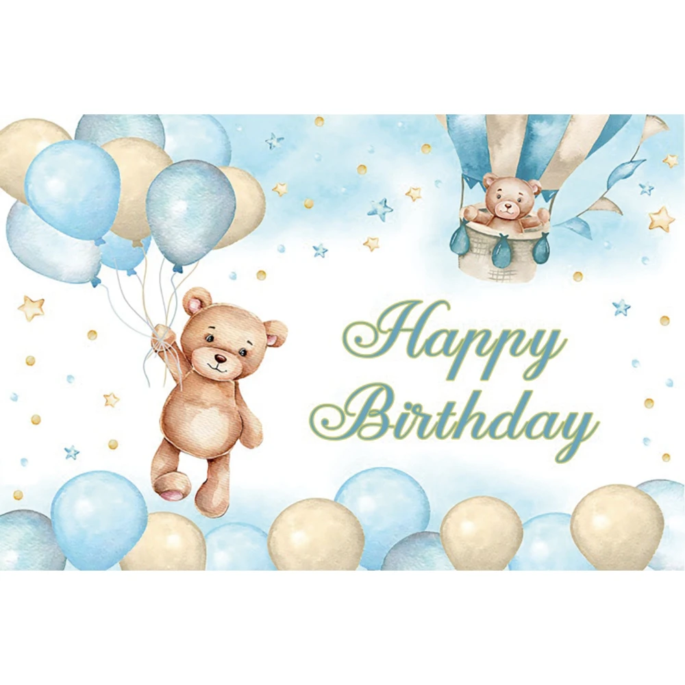 Photo Backdrop Hot Air Ballon Bear Baby Shower Photocall Girl Boy Birthday Party Decoration Background For Photo Studio Props Custom